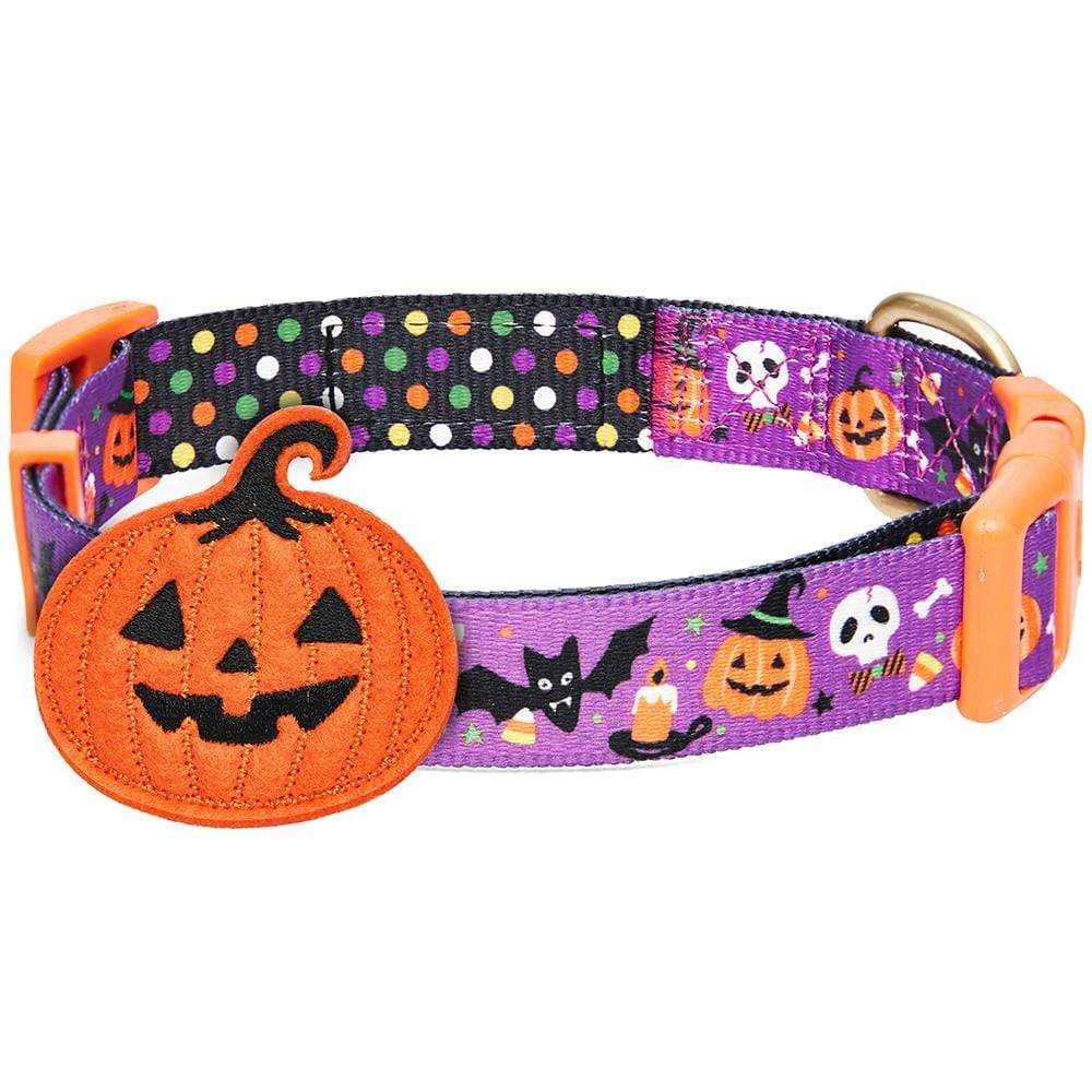 Halloween Dog Collar with Pumpkin, Ghost and Witches Design